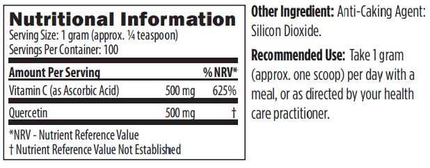 QUA100 Nutrition Information 09-2021